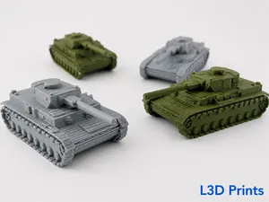 Mini Panzer IV Tank 1/200 Scale By L3D Prints