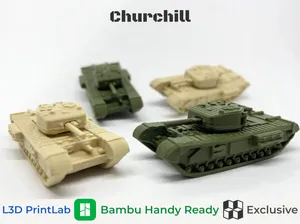 V2 Mini Churchill Tank 1/200 Scale By L3D PrintLab