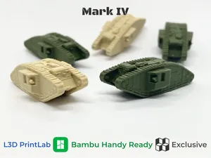 Mini Mark IV Tank 1/200 Scale By L3D PrintLab