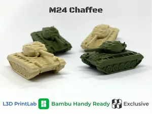 Mini M24 Chaffee Tank 1/200 Scale By L3D PrintLab