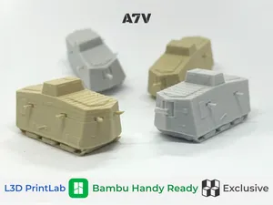 Mini A7V Tank 1/200 Scale By L3D PrintLab