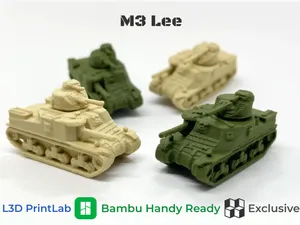 Mini M3 Lee Tank 1/200 Scale By L3D PrintLab