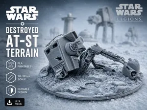 Destroyed AT-ST Walker - Tabletop Terrain