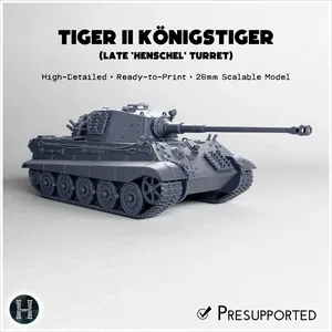 Panzer VI Tiger II Königstiger (Henschel turret) (damaged version) | WW2 German Flames of War Bolt Action 15mm 20mm 25mm 28mm 32mm